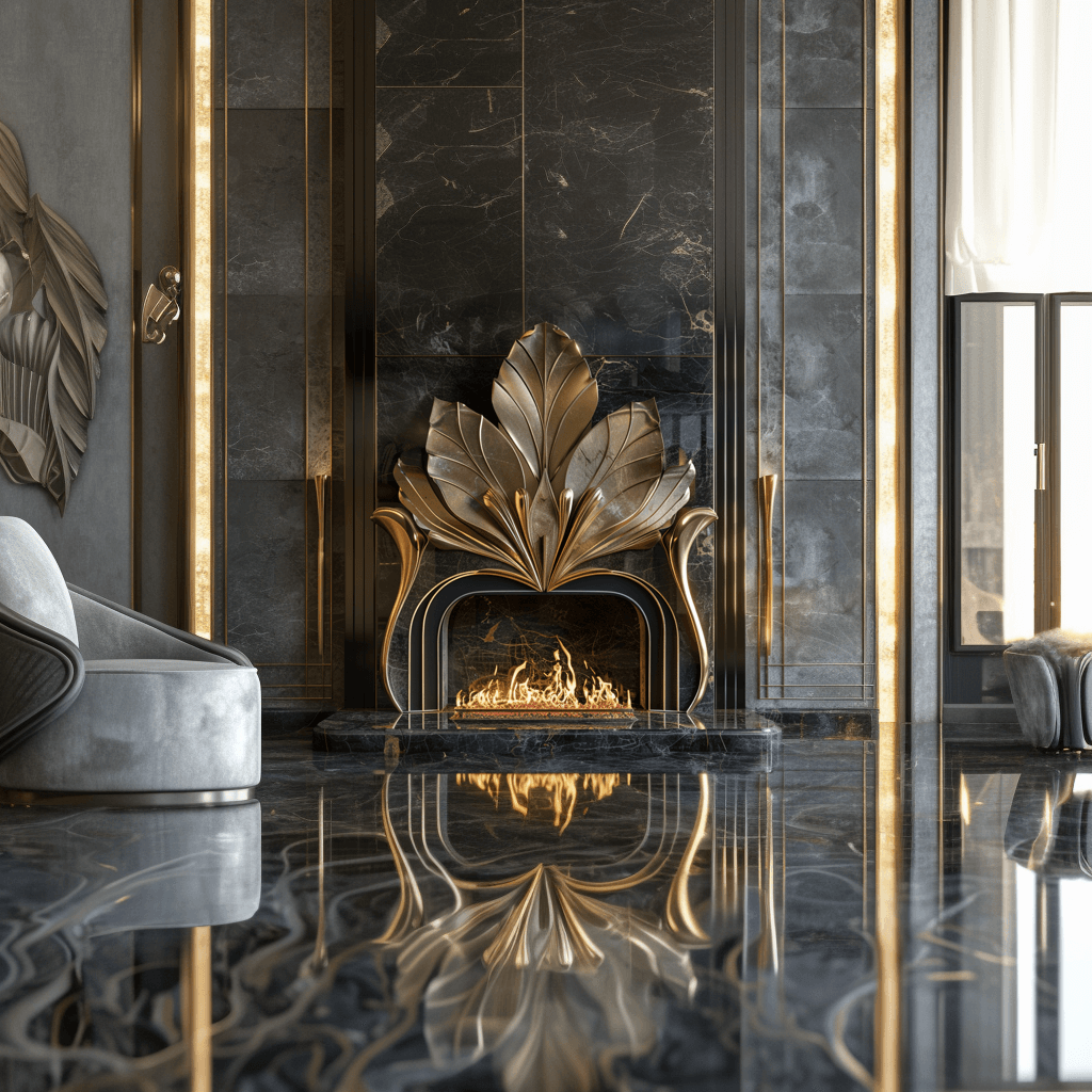 Art deco marble fireplace