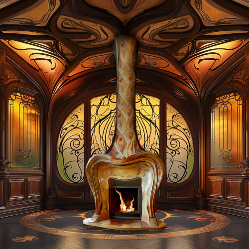 Art Nouveau centrale fireplace 