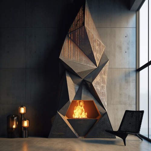 Perforated metal fireplace